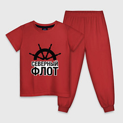Пижама хлопковая детская Северный флот, цвет: красный