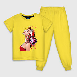 Детская пижама Девушка в красном и бабочка