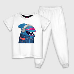 Пижама хлопковая детская Борзый кульный акулёныш, цвет: белый