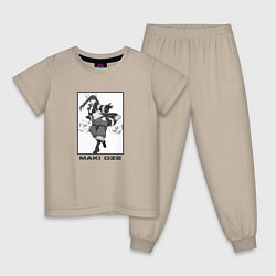 Пижама хлопковая детская Маки - Пламенный отряд, цвет: миндальный