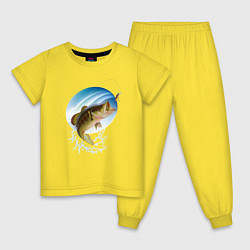 Пижама хлопковая детская Ловля окуня на блесну, цвет: желтый