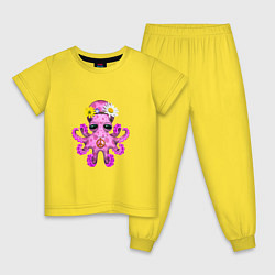 Пижама хлопковая детская Мир - Розовый Осьминог, цвет: желтый