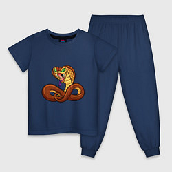 Пижама хлопковая детская Для любителей змей, цвет: тёмно-синий