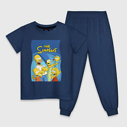 Пижама хлопковая детская Семейка Симпсонов - Гомер, Мардж и их отпрыски, цвет: тёмно-синий