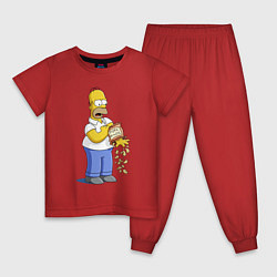 Пижама хлопковая детская Гомер Симпсон рассыпал свиные шкварки, цвет: красный
