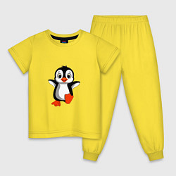 Пижама хлопковая детская Маленький крошка пингвин, цвет: желтый
