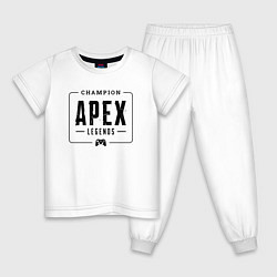 Пижама хлопковая детская Apex Legends gaming champion: рамка с лого и джойс, цвет: белый
