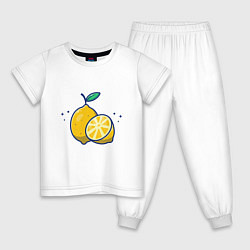 Пижама хлопковая детская Вкусные Лимончики, цвет: белый