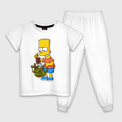 Детская пижама Барт Симпсон разбирает свой рюкзак