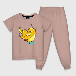 Пижама хлопковая детская Желтая слониха балерина, цвет: пыльно-розовый