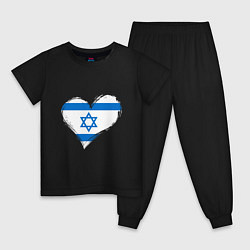Пижама хлопковая детская Сердце - Израиль, цвет: черный