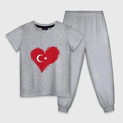 Пижама хлопковая детская Сердце - Турция, цвет: меланж