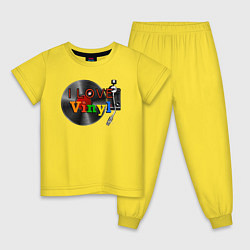 Пижама хлопковая детская I love vinyl, цвет: желтый