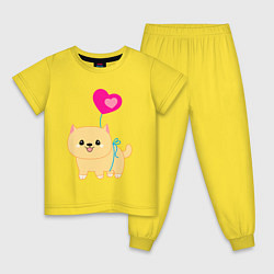 Пижама хлопковая детская Милая собачка с шариком, цвет: желтый