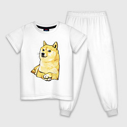 Пижама хлопковая детская Пёс Доге отдыхает, цвет: белый