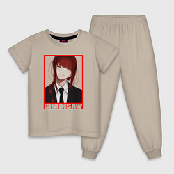 Пижама хлопковая детская Макима - Демон контроля, цвет: миндальный