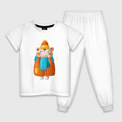 Пижама хлопковая детская Медведица в шубе, цвет: белый