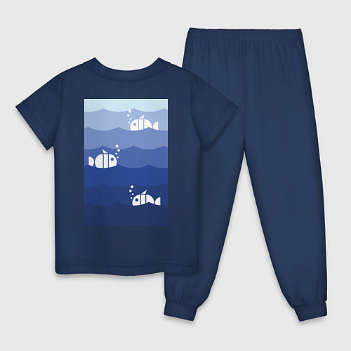 Детская пижама CMYK рыбка / Тёмно-синий – фото 2