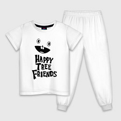 Пижама хлопковая детская Happy Three Friends - LOGO, цвет: белый