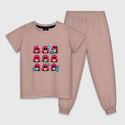 Пижама хлопковая детская Значки на Гром Пины Бравл Старс Grom, цвет: пыльно-розовый