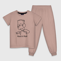 Пижама хлопковая детская Bart Simpson - Rock n Roll, цвет: пыльно-розовый