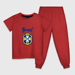 Пижама хлопковая детская Brasil Football, цвет: красный