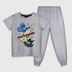 Пижама хлопковая детская Симпсоны - шоу Щекотки и Царапки, цвет: меланж