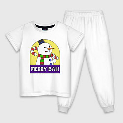 Пижама хлопковая детская Merry Bah, цвет: белый