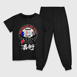 Пижама хлопковая детская Jiu jitsu brazilian fight club, цвет: черный