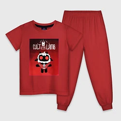 Пижама хлопковая детская Cult of the Lamb - Картина-пoстер, цвет: красный