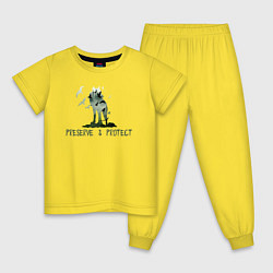 Пижама хлопковая детская Хранить и защищать, цвет: желтый