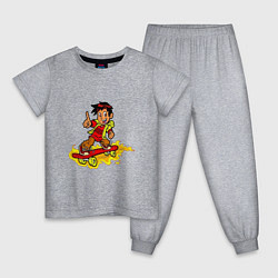 Пижама хлопковая детская Пацан на роликовой доске, цвет: меланж