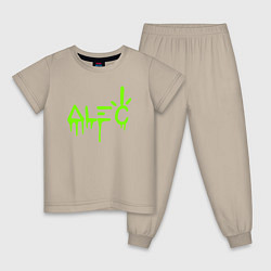 Пижама хлопковая детская Alec Monopoly - лого, цвет: миндальный