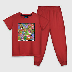 Пижама хлопковая детская Мир Пепе, цвет: красный