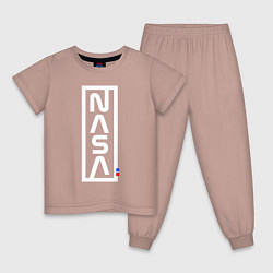 Пижама хлопковая детская Наса - logo, цвет: пыльно-розовый