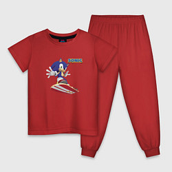 Пижама хлопковая детская Sonic - hedgehog - skateboarding, цвет: красный