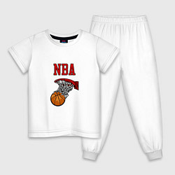 Пижама хлопковая детская Basketball - NBA logo, цвет: белый