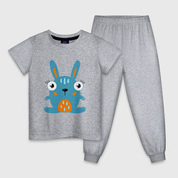 Пижама хлопковая детская Смешной круглый заяц, глазастый кролик, цвет: меланж