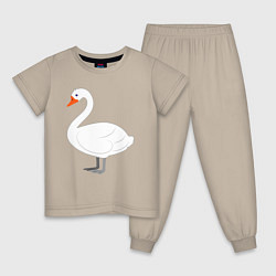 Пижама хлопковая детская Бeлый лебедь, цвет: миндальный