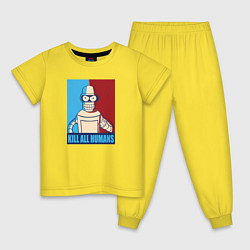 Пижама хлопковая детская Bender Futurama, цвет: желтый