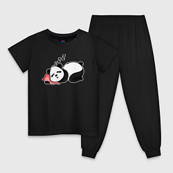 Пижама хлопковая детская Дрыхнущая панда, цвет: черный