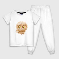 Пижама хлопковая детская Пушистый совёнок, цвет: белый