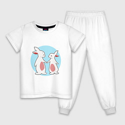 Пижама хлопковая детская Друзья Кролики, цвет: белый