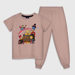 Пижама хлопковая детская Семейка Симпсонов варит в адском котле главу семей, цвет: пыльно-розовый
