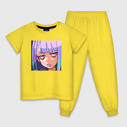 Пижама хлопковая детская Люси пиксель, цвет: желтый
