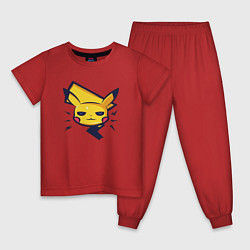 Пижама хлопковая детская Мордочка и хвост Пикачу, цвет: красный