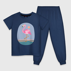 Пижама хлопковая детская Фламинго, цвет: тёмно-синий