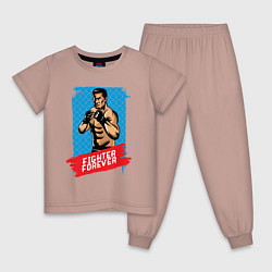 Пижама хлопковая детская Спортсмен в боксёрских перчатках, цвет: пыльно-розовый