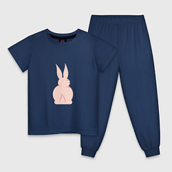 Пижама хлопковая детская Розовый кролик, цвет: тёмно-синий
