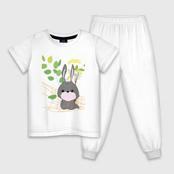 Пижама хлопковая детская Кролик глазастый, цвет: белый